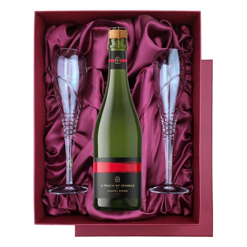 Chapel Down A Touch of Sparkle 75cl in Red Luxury Presentation Set With Flutes